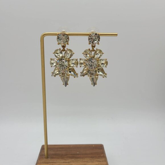 J Crew Clear Crystal Cluster Drop Earrings - Picture 6 of 8
